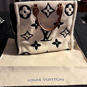 Louis Vuitton Black & White Shearling Monogram Tote